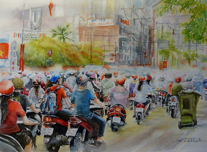 Họa sĩ Pháp vẽ tranh về Sài Gòn